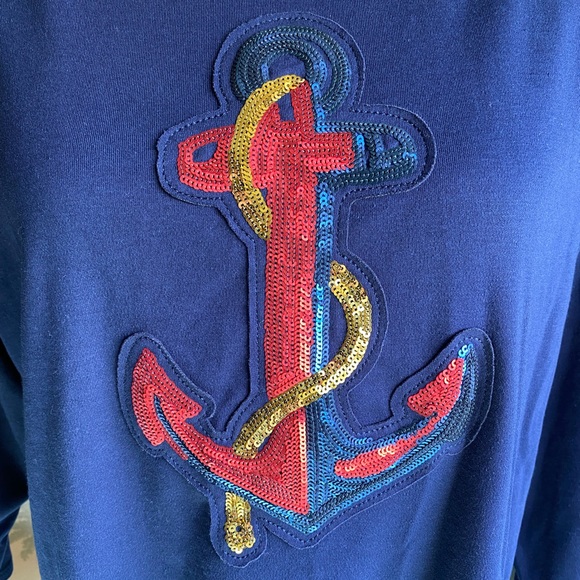 Cathy Daniels Tops - NWT Cathy Daniels Sequin Anchor Boatneck Tee, Petite